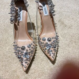 Steve Madden Women's Studded Heels - Silver and Cream